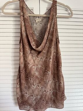 Haute Hippie Snake Print Cowl Neck Sleeveless Top - Brown, Cream